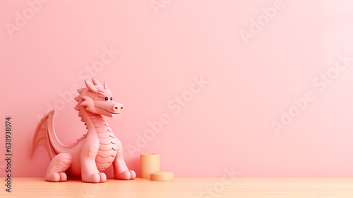 Cute Dragon figurines in pink backbround photo