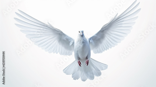 White dove flying isolated on white