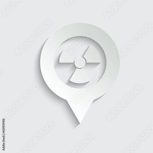 paper  dangerous icon vector Radiation sign with map pointer