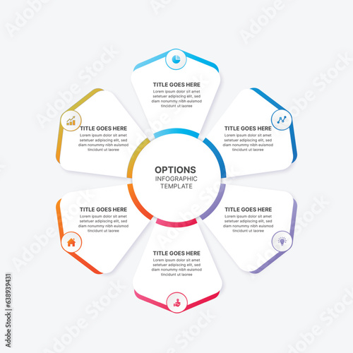 Six Steps Options Circle Round Infographic Template
