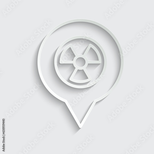 paper  dangerous icon vector Radiation sign with map pointer