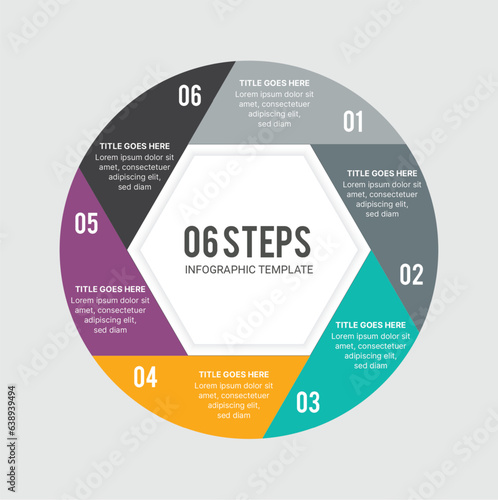 Six Steps Options Circle Round Infographic Template