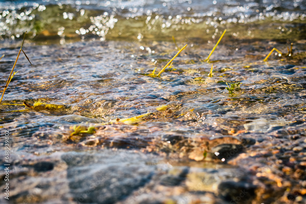 Water and rocks, Glare in the water, close-up