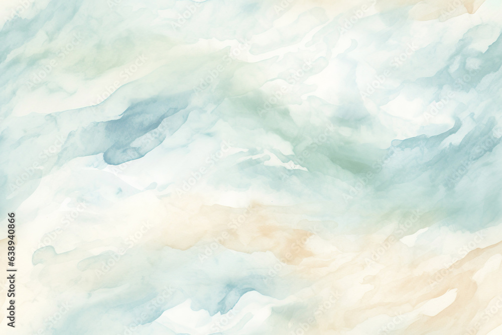 Fototapeta premium Seamless pattern background with pale blue and beige abstract watercolor clouds texture.