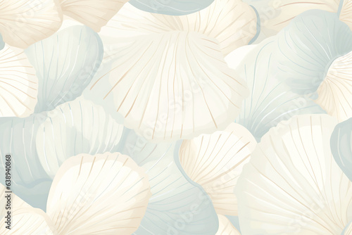 Obraz na plátně A delicate and trendy tossed scallop seashells seamless pattern with a pastel blue and beige color scheme