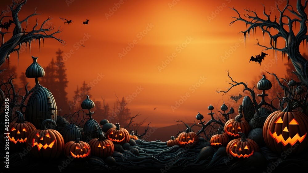 Fire in the forest with scary pumpkin lantern Fire in the forest with scary pumpkin lantern