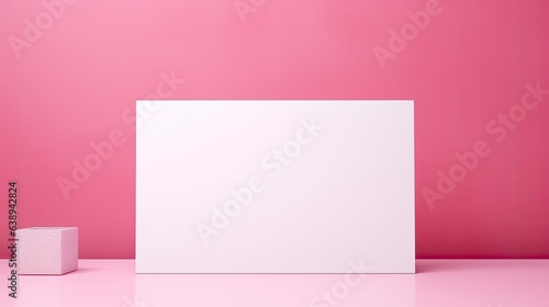 blank card mockup in pink background