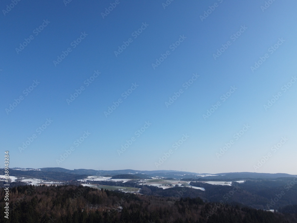 Winter landscape in Bavaria with the drone an aerial photograph