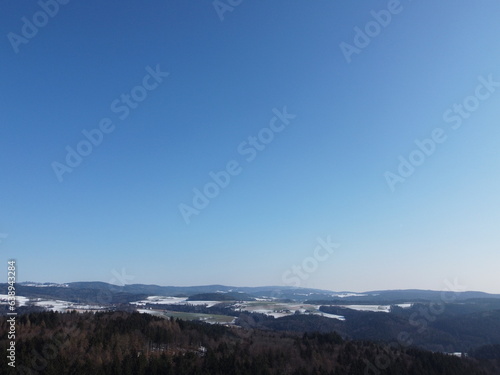 Winter landscape in Bavaria with the drone an aerial photograph © helfei
