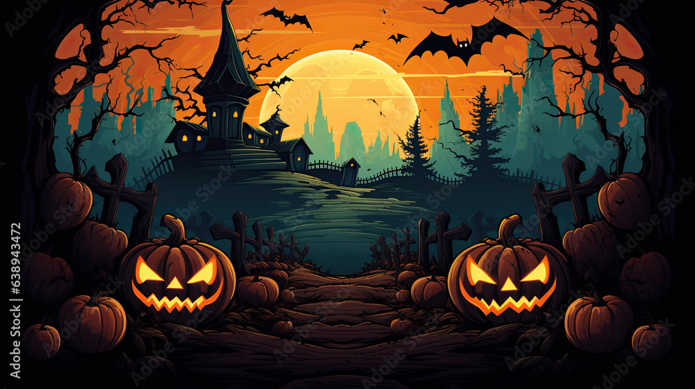 halloween background with pumpkin and bats halloween background with pumpkin and bats