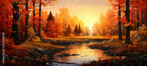 Autumn Tapestry, Radiant Hues Transforming Evergreen Forest