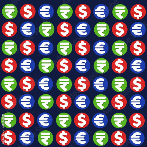 Rupees, dollar and Euro sign