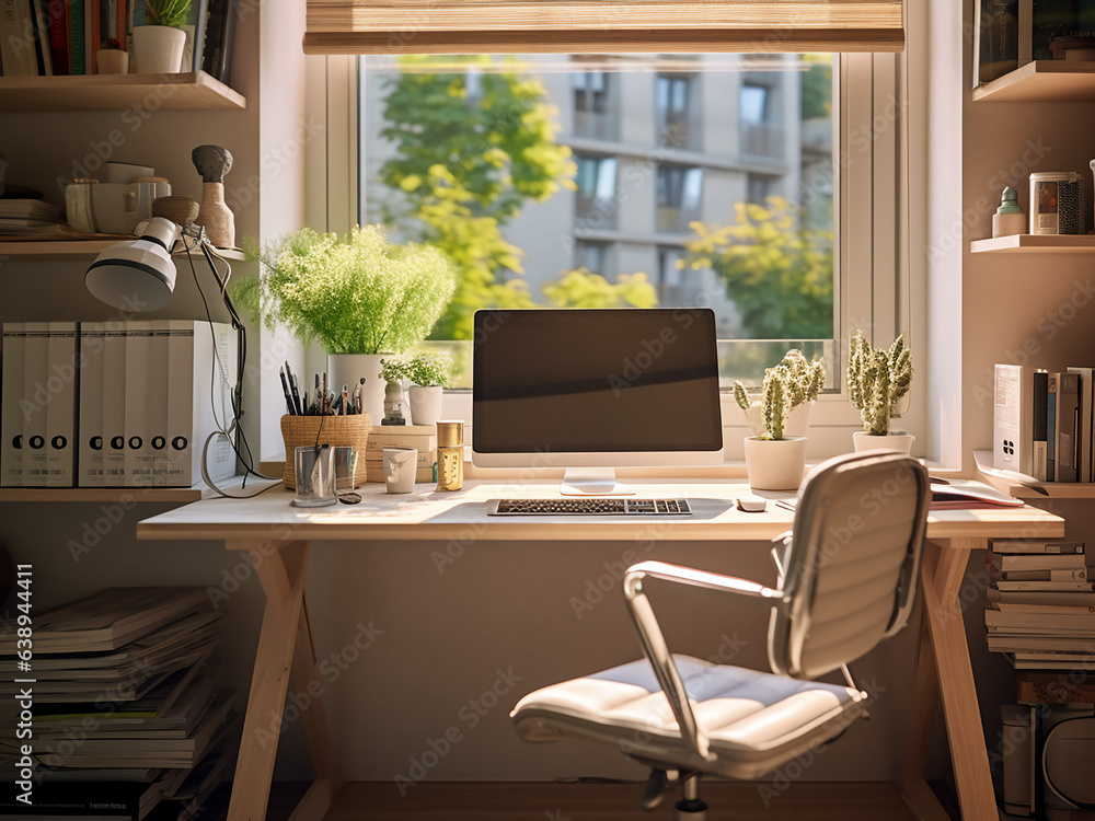 Timeless Provence office offering a cozy ambiance. AI generative. Timeless Provence office offering a cozy ambiance. AI generative.