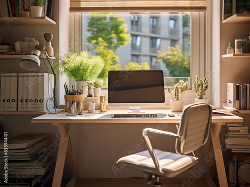 Timeless Provence office offering a cozy ambiance. AI generative. © Llama-World-studio