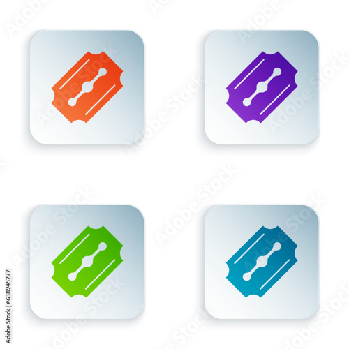 Color Blade razor icon isolated on white background. Set colorful icons in square buttons. Vector