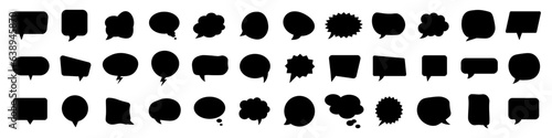 Speech bubble icon set. Silhouette style. Vector illustration.