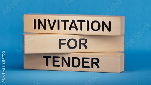 Invitation for tender symbol. Concept words 'Invitation for tender'.Business and invitation for tender concept, copy space.3D rendering on blue background.
