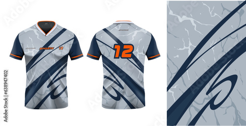 Sport jersey template mockup line grunge abstract design for football soccer, racing, gaming, gray color