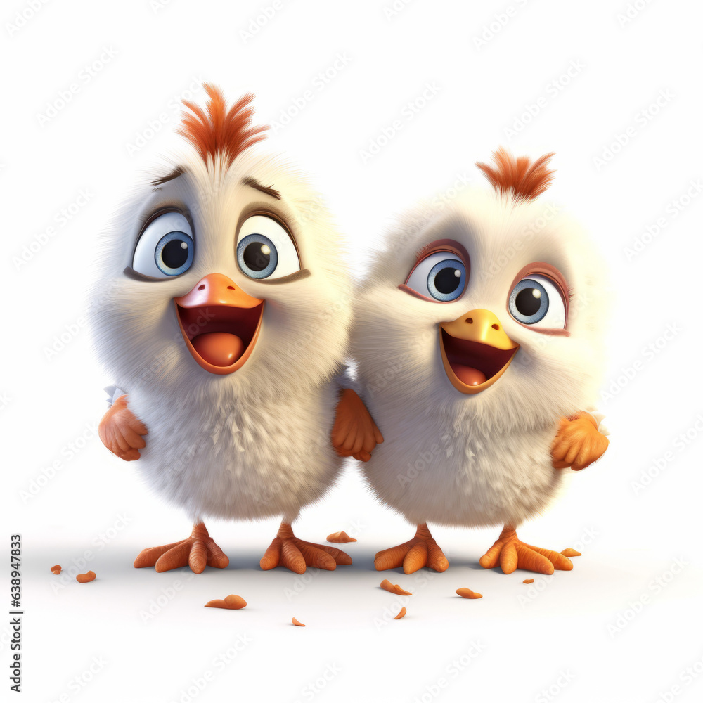 Two chickens standing side by side Two chickens standing side by side