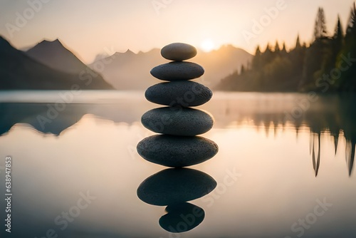 zen stones in water photo