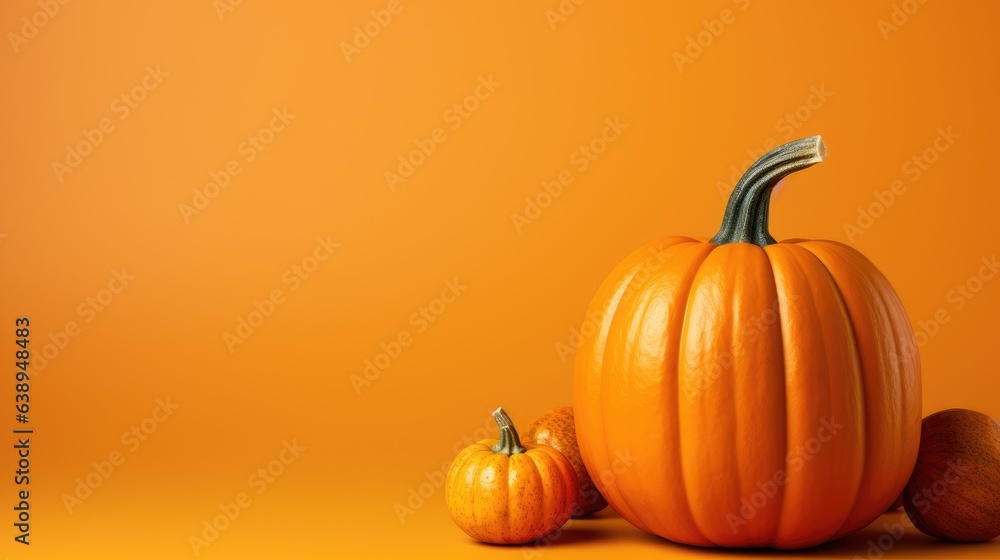 Pumpkins on a orange background, design concept Pumpkins on a orange background, design concept