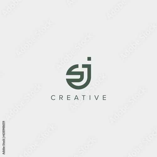 Abstract initial letter SJ JS logo design template - vector.
