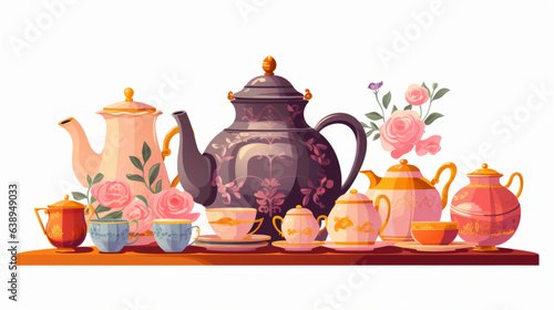 Beautiful vector graphics with a tea theme. generative ai 
