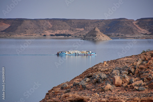 commercial cargo ship, lake nasser, Aswan. photo