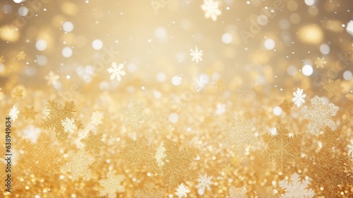 Golden Christmas background with snowflakes 