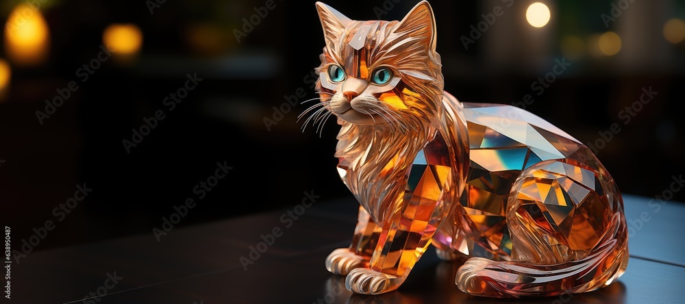 The Warm Essence of Topaz Embodied in Feline Beauty - Nature's Golden Gift Shaped to Perfection - A Cat Figure to Admire - Beautiful Gemstone Cat Backdrop created with Generative AI Technology