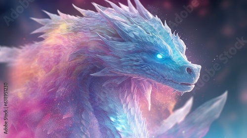 ethereal ghost dragons that glow rainbow.Generative AI © shuvodesign