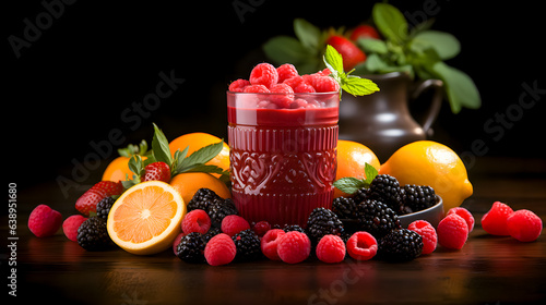 Obraz na płótnie a fresh red smoothie (Generative AI) w salonie