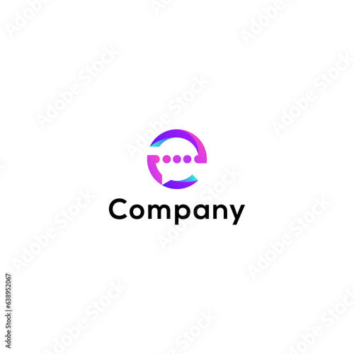 Modern chat "E" logo design