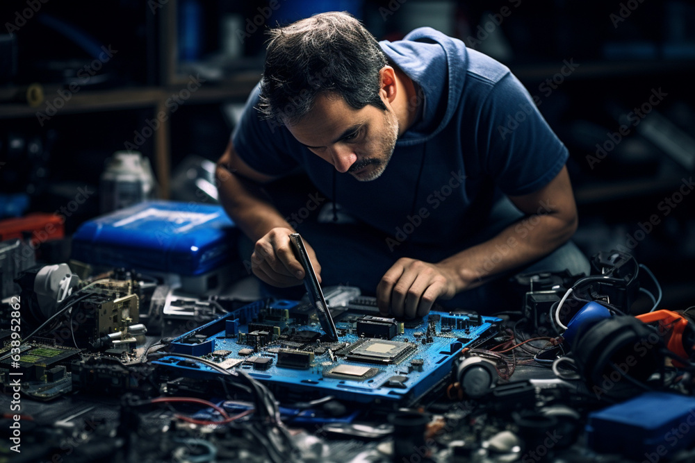 man repairing a computer, generative ai man repairing a computer, generative ai