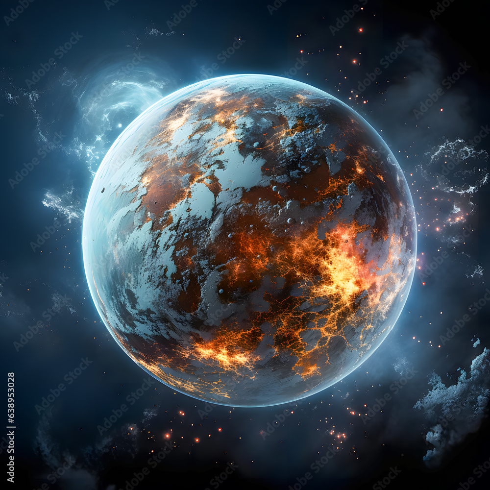 A fictitious representation of an exoplanet (Generative AI)