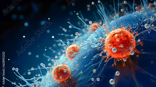 Obraz na płótnie Viruses under an electron microscope (Generative AI) w salonie