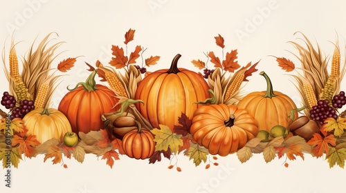 Harvest Blessings  Thanksgiving Banner with Pumpkins