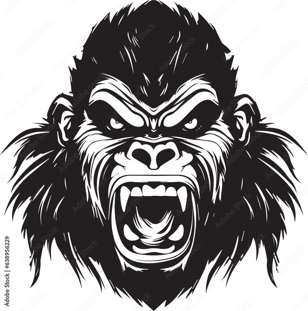 Scary Gorilla, Gorilla face, Vector illustration, SVG