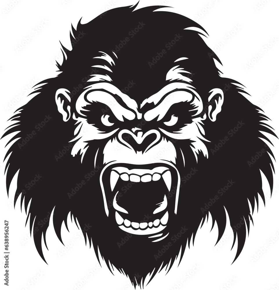 Scary Gorilla, Gorilla face, Vector illustration, SVG