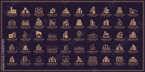 Mega set of collection real estate, building, construction logo design abstract