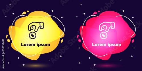 Set line Donate or pay your zakat as muslim obligatory icon isolated on blue background. Muslim charity or alms in ramadan kareem before eid al-fir. Abstract banner with liquid shapes. Vector
