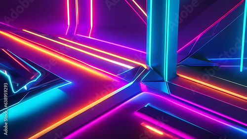 Futuristic technology abstract neon light ray background 