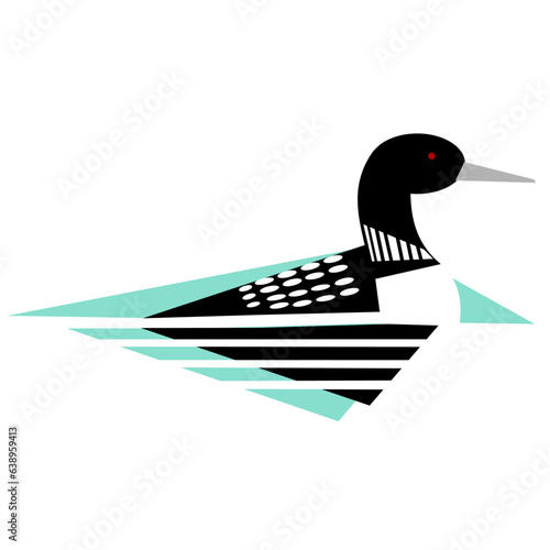 Common Loon On Lake Illustration