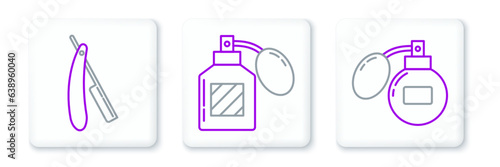Set line Aftershave, Straight razor and icon. Vector