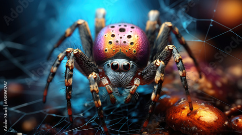 Spider in its Web, a Focal Point amidst a Mesmerizing Blur. Generative AI