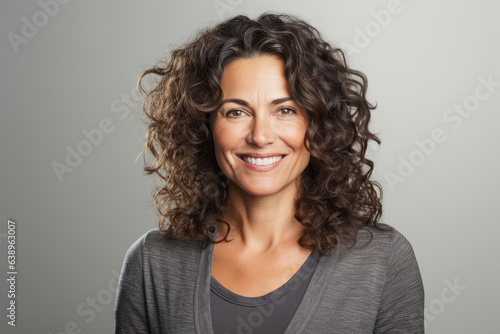 Smiley middle aged woman isolated from the background