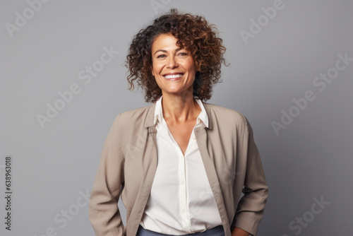 Smiley middle aged woman isolated from the background