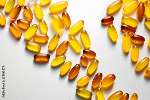 cod oil pills isolated on white