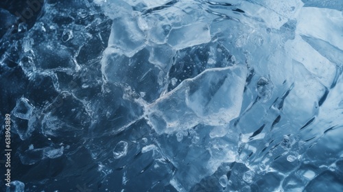 Water background with cracked ice surface. Generative AI