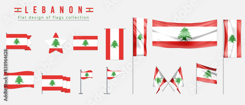 Lebanon flag, flat design of flags collection